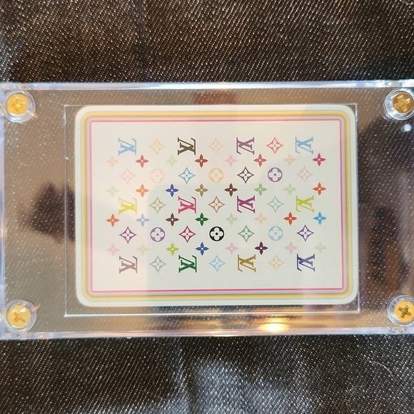 Auth. Louis Vuitton white Murakami playing card 3 of clubs main image 5